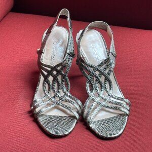 Caparros Women's Metallic Snake-Print Strappy Slingback Heels - Size 6.5